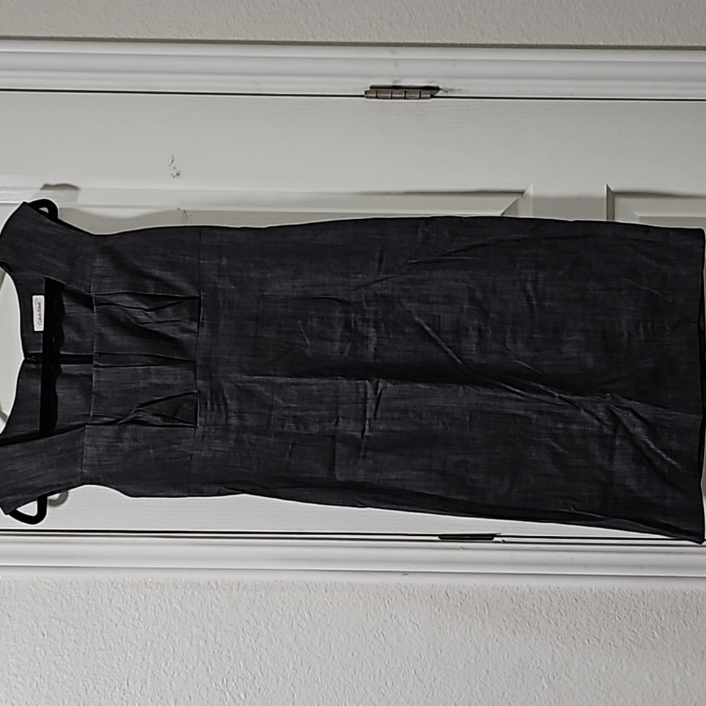 Calvin Klein Grey Square Neck Dress - Size Medium